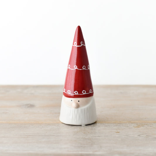 Red Ceramic Santa – 15cm Festive Christmas Ornament, Classic Holiday Home Decoration