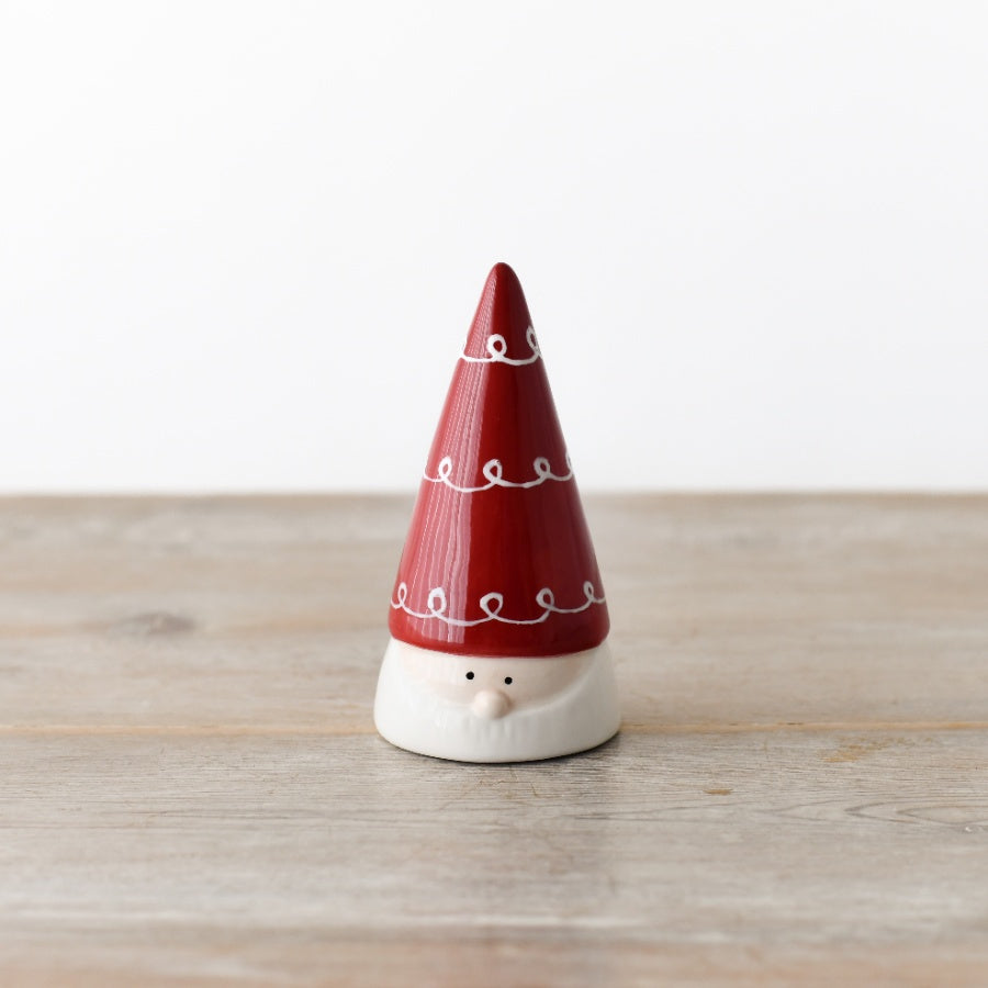 Red Ceramic Santa – 11cm Festive Christmas Ornament, Classic Holiday Decoration