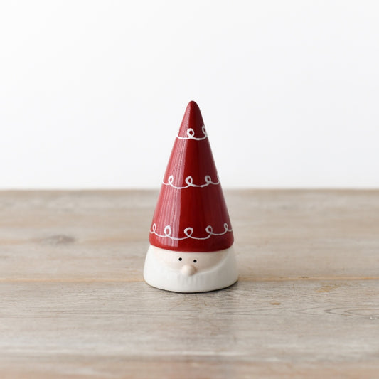 Red Ceramic Santa – 11cm Festive Christmas Ornament, Classic Holiday Decoration