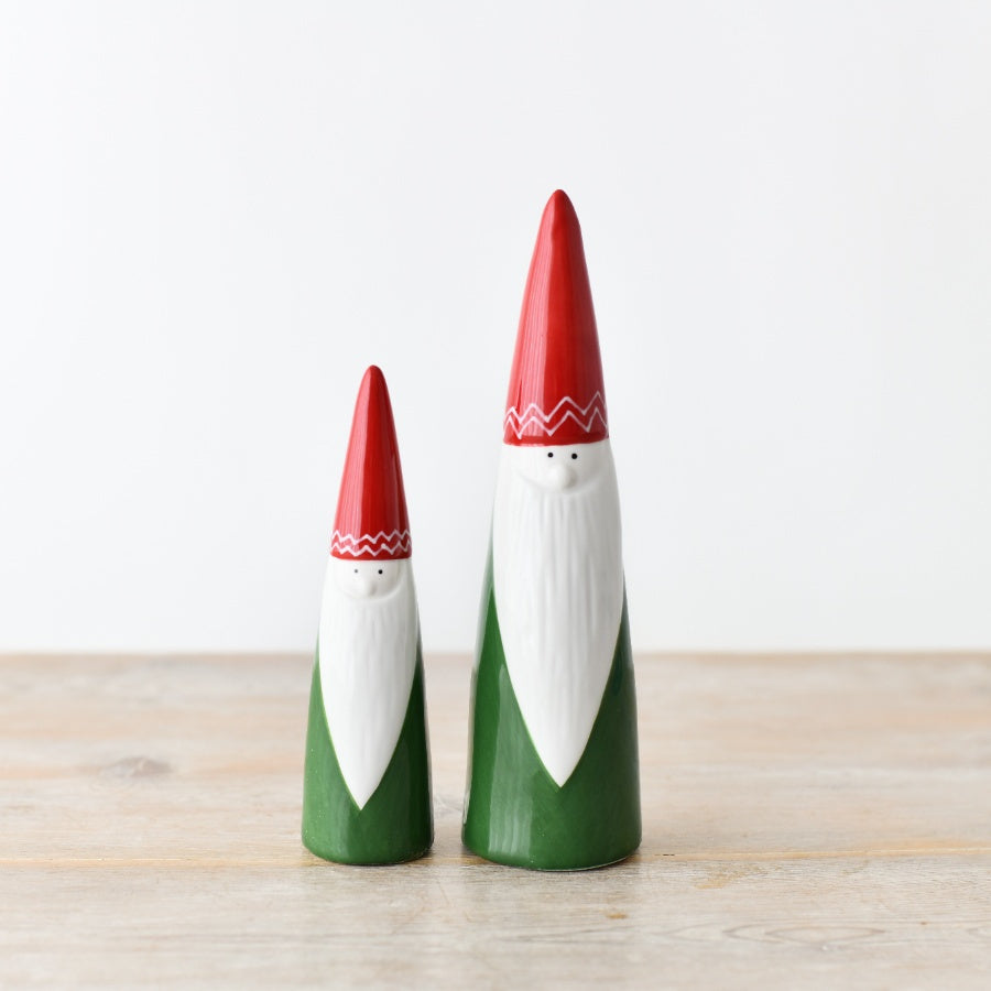 Tall Ceramic Red and Green Santa Decoration, 20cm