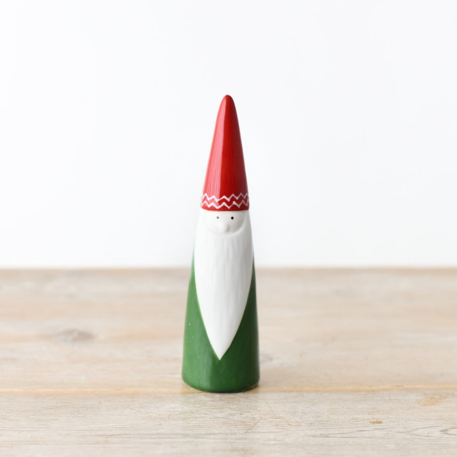 Tall Ceramic Red & Green Santa Decoration 15cm
