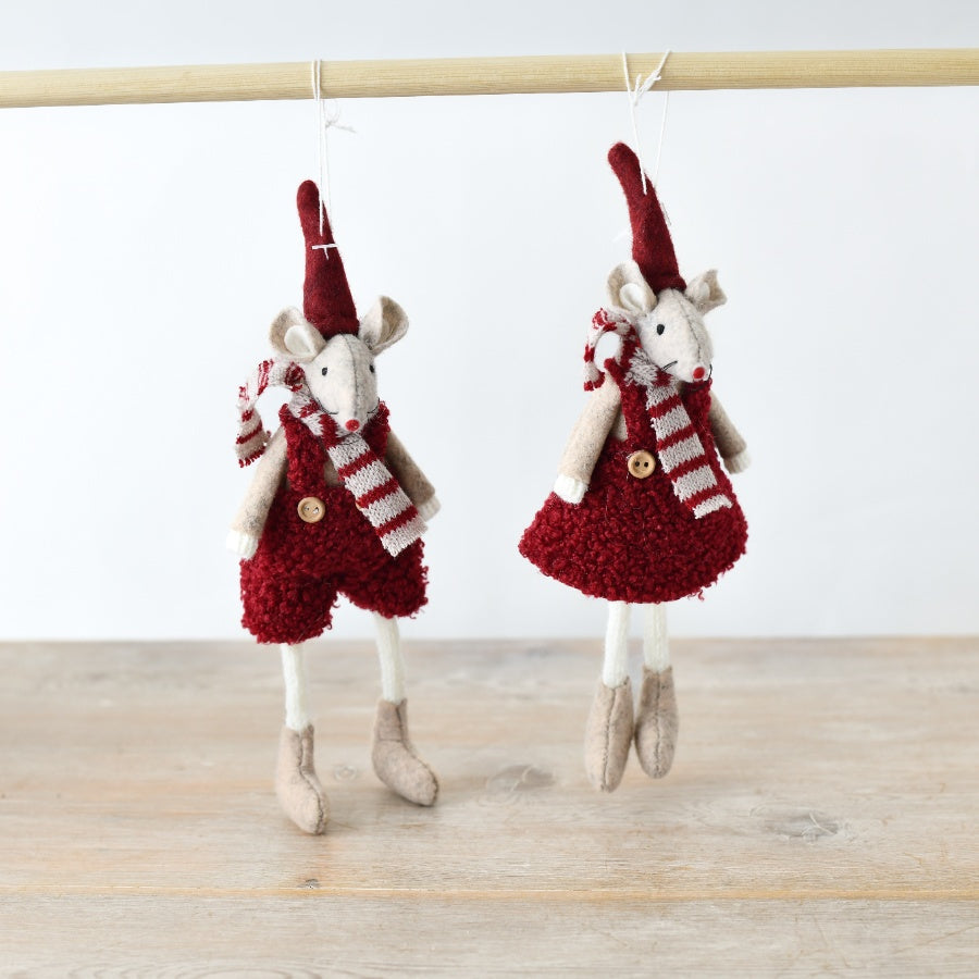 2/A Red Boy /Girl Mice Hanger, 17cm