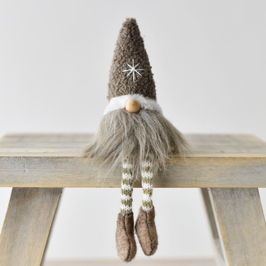 Brown Gonk Ornament 19cm Soft Fabric Sitting Christmas Holiday Decor
