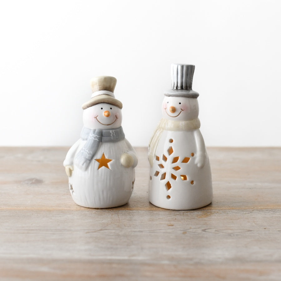 Ceramic LED Snowman 14cm Light Up Festive Christmas Winter Table Decor