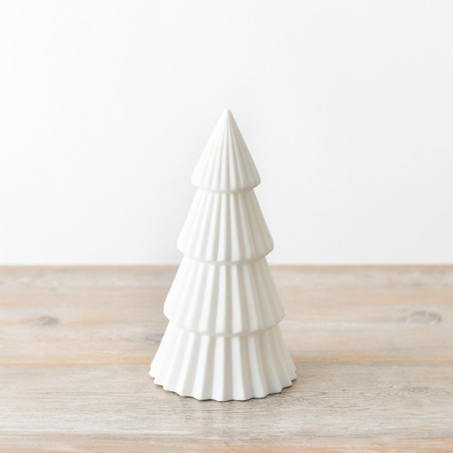 Matt White Tree Ornament 24cm Minimalist Woodland Festive Home Decor