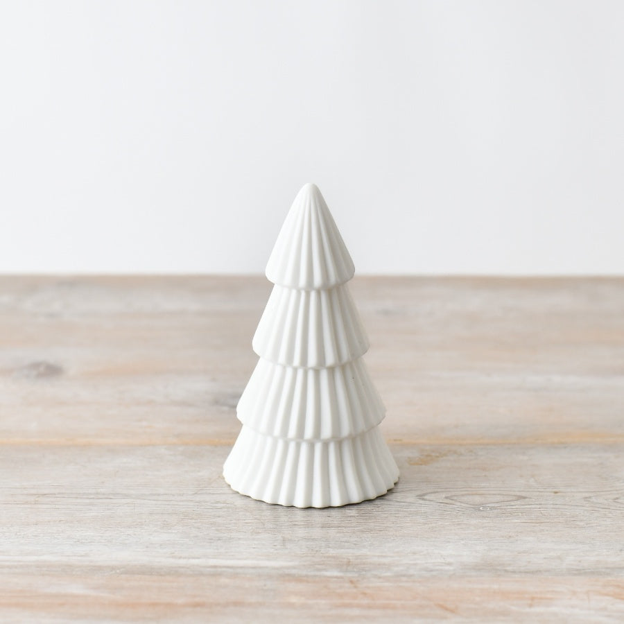 Matte White Tree Ornament 17cm Minimalist Woodland Christmas Home Accent