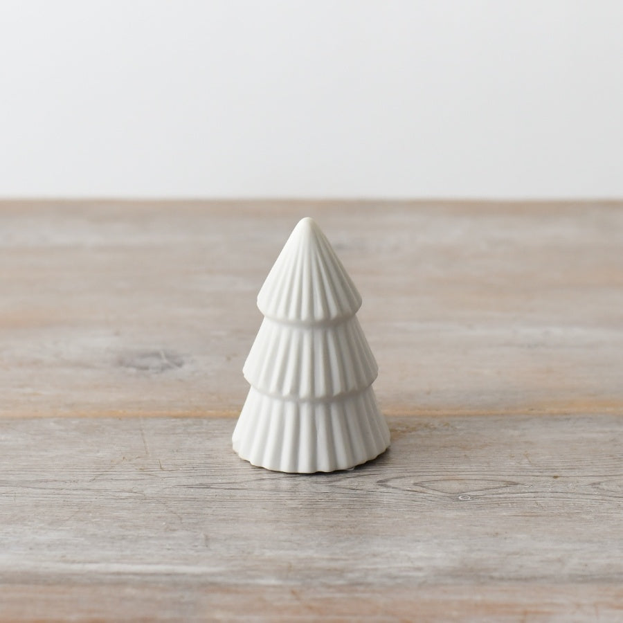 Matt White Tree Ornament 8cm Minimalist Woodland Christmas Decor Accent