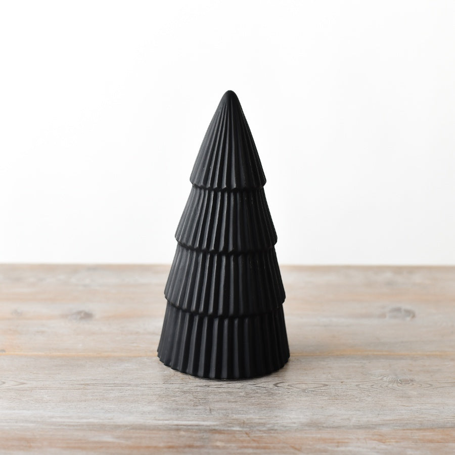 Matt Black Tree Ornament 24cm Modern Woodland Christmas Home Decor Accent