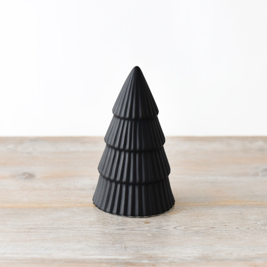 Matt Black Tree Ornament 17cm Modern Woodland Festive Home Decor Accent