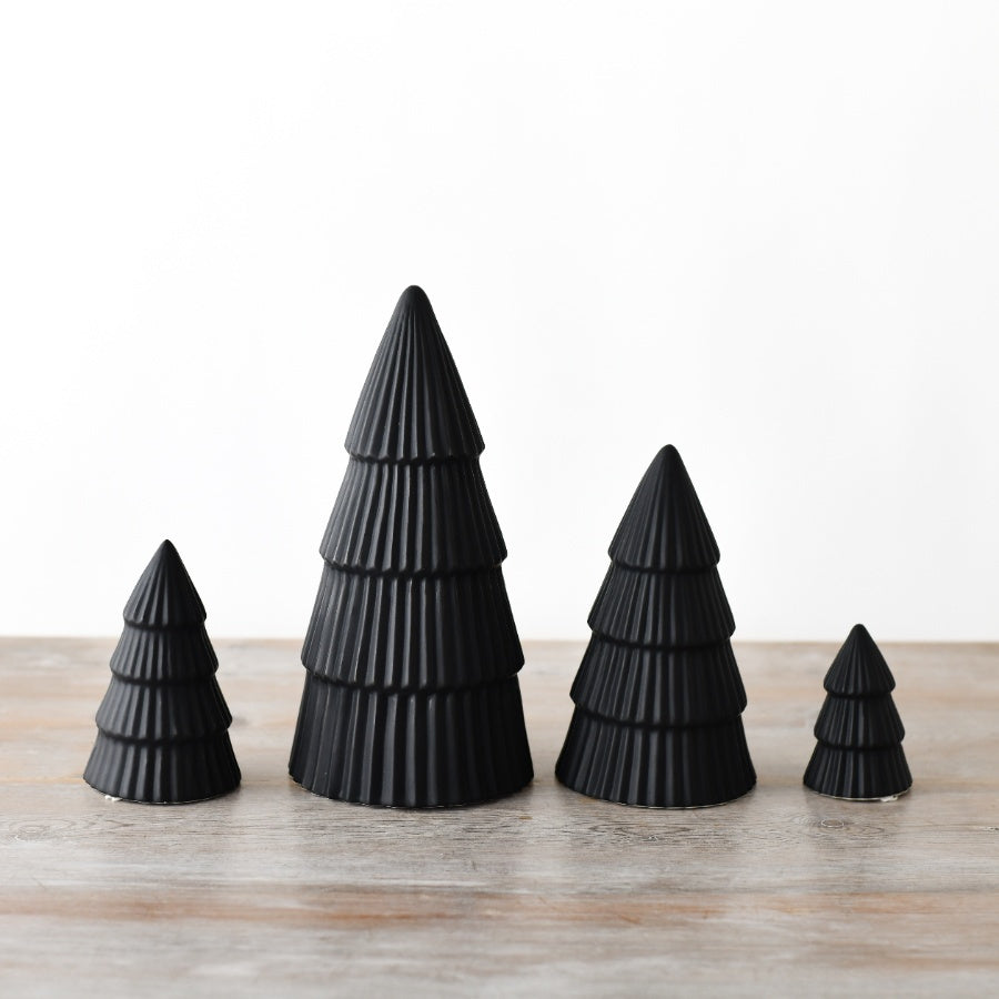 Matt Black Tree Ornament 17cm Modern Woodland Festive Home Decor Accent