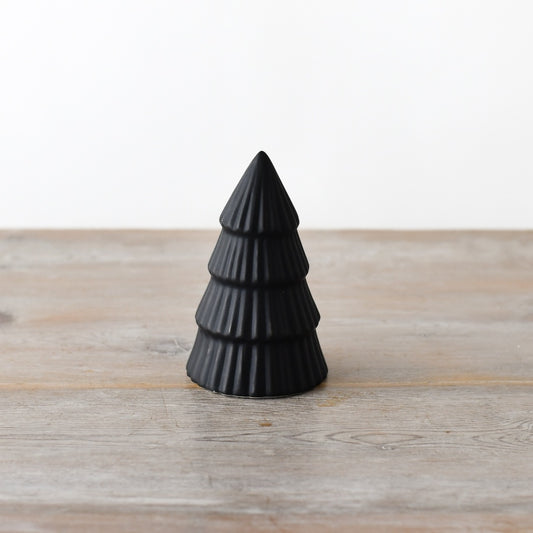 Matt Black Tree Ornament 12cm – Modern Ceramic Christmas Decoration Stylish Woodland Home Decor