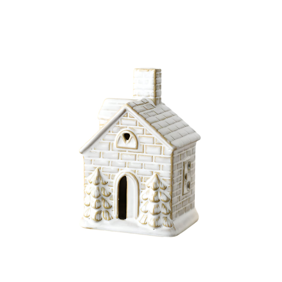 Reactive Glaze LED House, 14.5cm Hand-Finished Rustic Ceramic Light Ornament