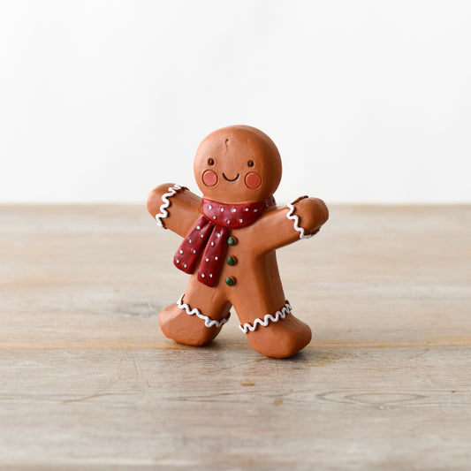 Standing Gingerbread Man Ornament, 10cm Festive Icing Detail Decoration