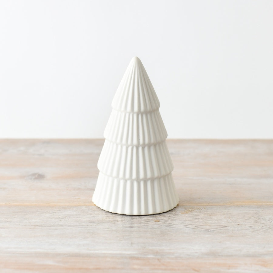 Shining White Festive Tree, 16.8cm Glossy Ornament for Shelf or Mantel