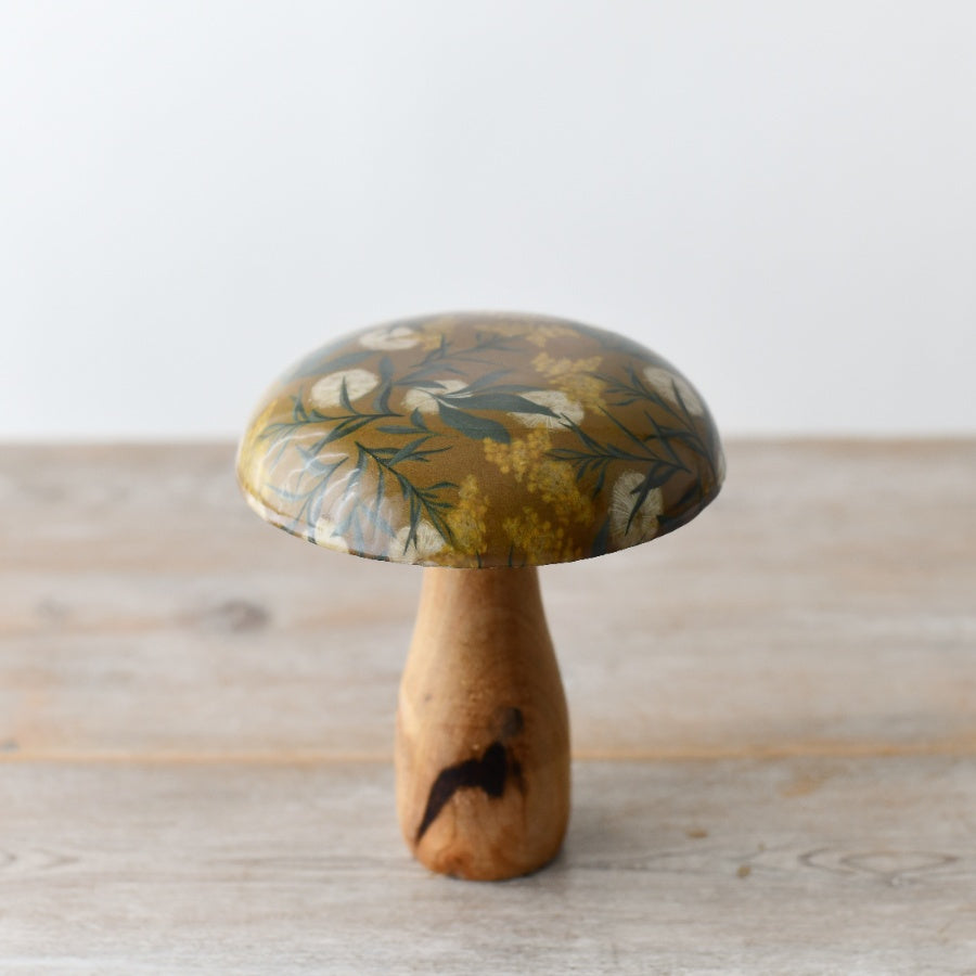Autumnal Mushroom Decor, 15cm Glazed Top, Rustic Fall Table Ornament