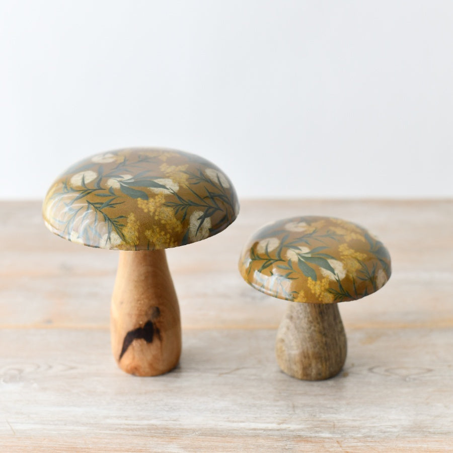 Autumnal Mushroom Decor, 15cm Glazed Top, Rustic Fall Table Ornament