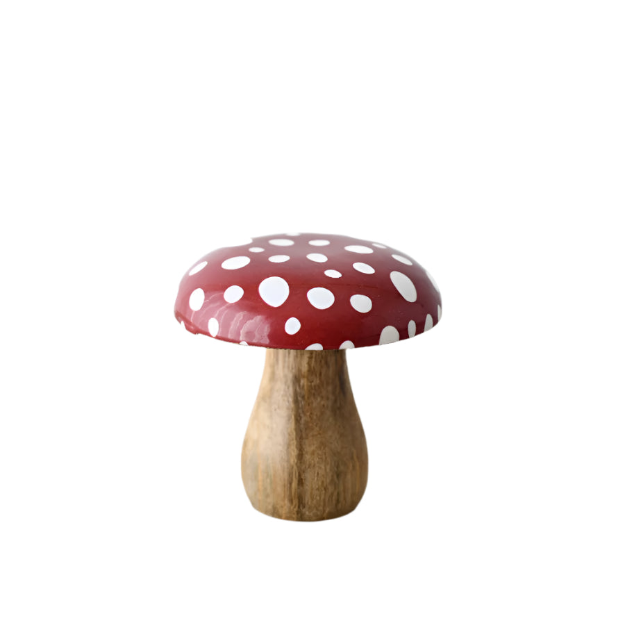 Toadstool Ornament, 15cm Red and White Polka Dot Cap, Woodland Mushroom Decor