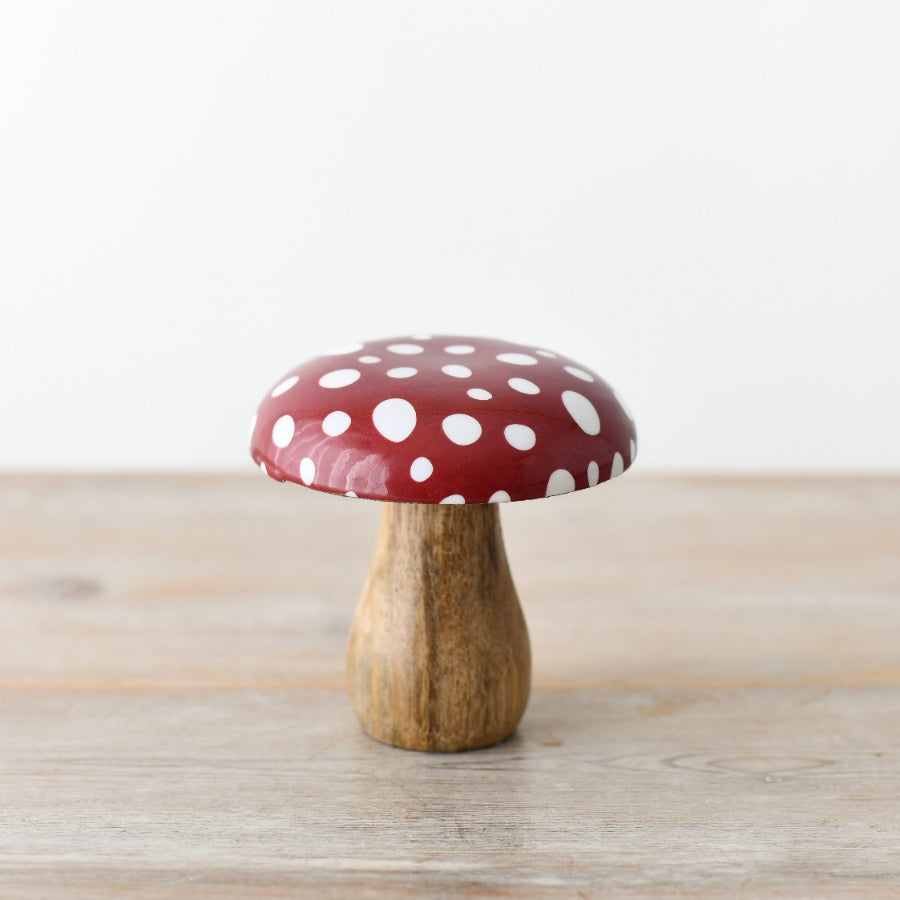 Toadstool Ornament, 15cm Red and White Polka Dot Cap, Woodland Mushroom Decor
