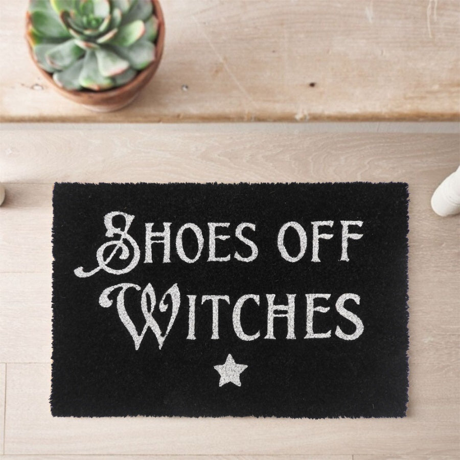 Shoes Off Witches Doormat, 60cm Halloween Indoor Mat with Fun Message