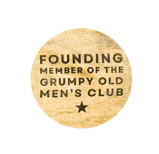 Grumpy Men Coaster, 10cm Chunky Wooden Funny Gift for Him or Dad