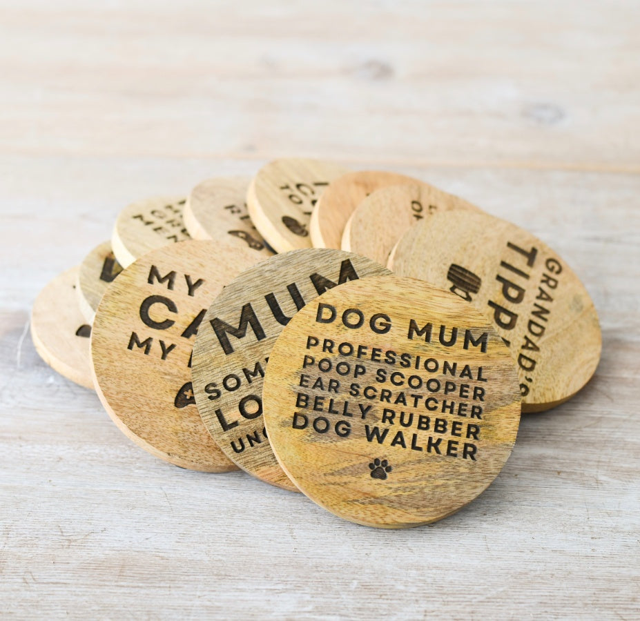Grandads Tipple Coaster, 10cm Engraved Wooden Gift for Grandpa’s Drinks