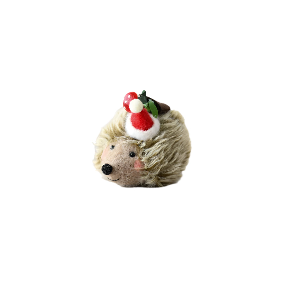 8.5cm Christmas Wool Hedgehog, Festive Tabletop Decoration for Holidays