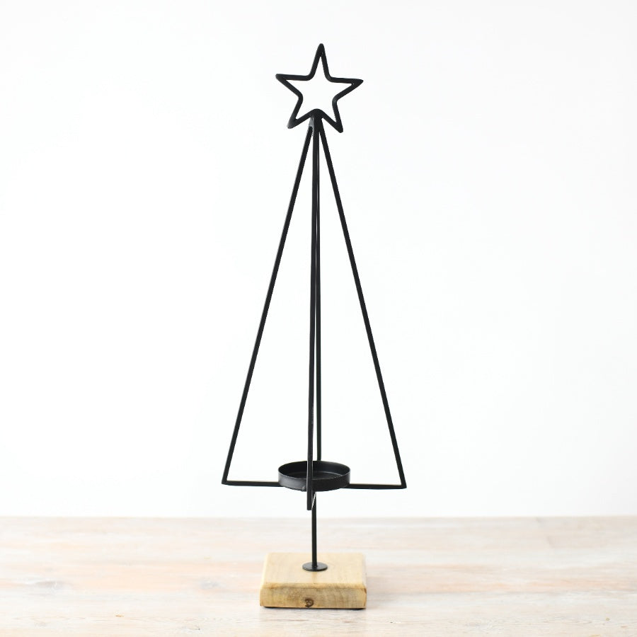 54cm Black Metal Star Tree Candle Holder, Festive Centerpiece for Home Decor