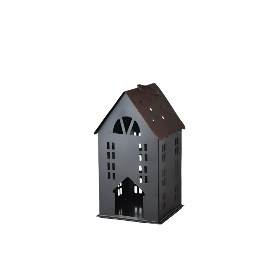 20cm Black Metal House Ornament, Hanging Decorative Accent for Modern Homes