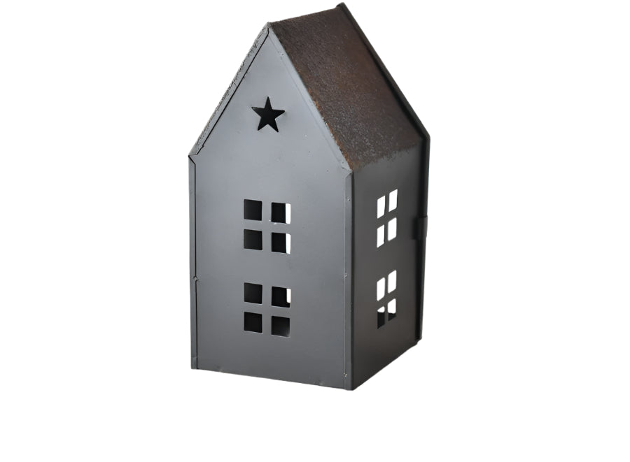 20cm Black Metal Star House, Large Modern Decorative Accent for Home Display