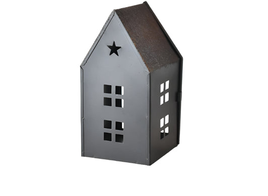 20cm Black Metal Star House, Large Modern Decorative Accent for Home Display