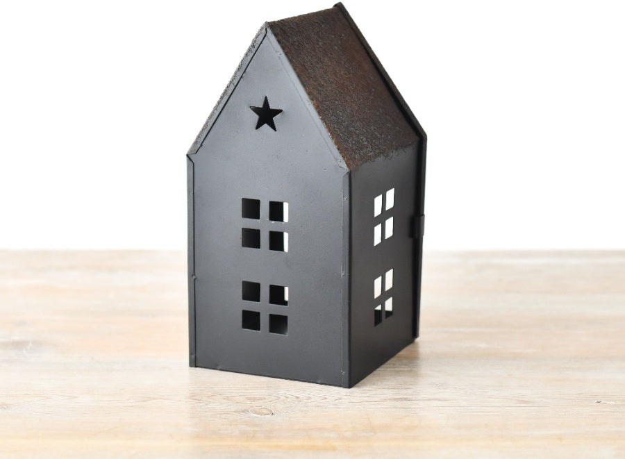 20cm Black Metal Star House, Large Modern Decorative Accent for Home Display