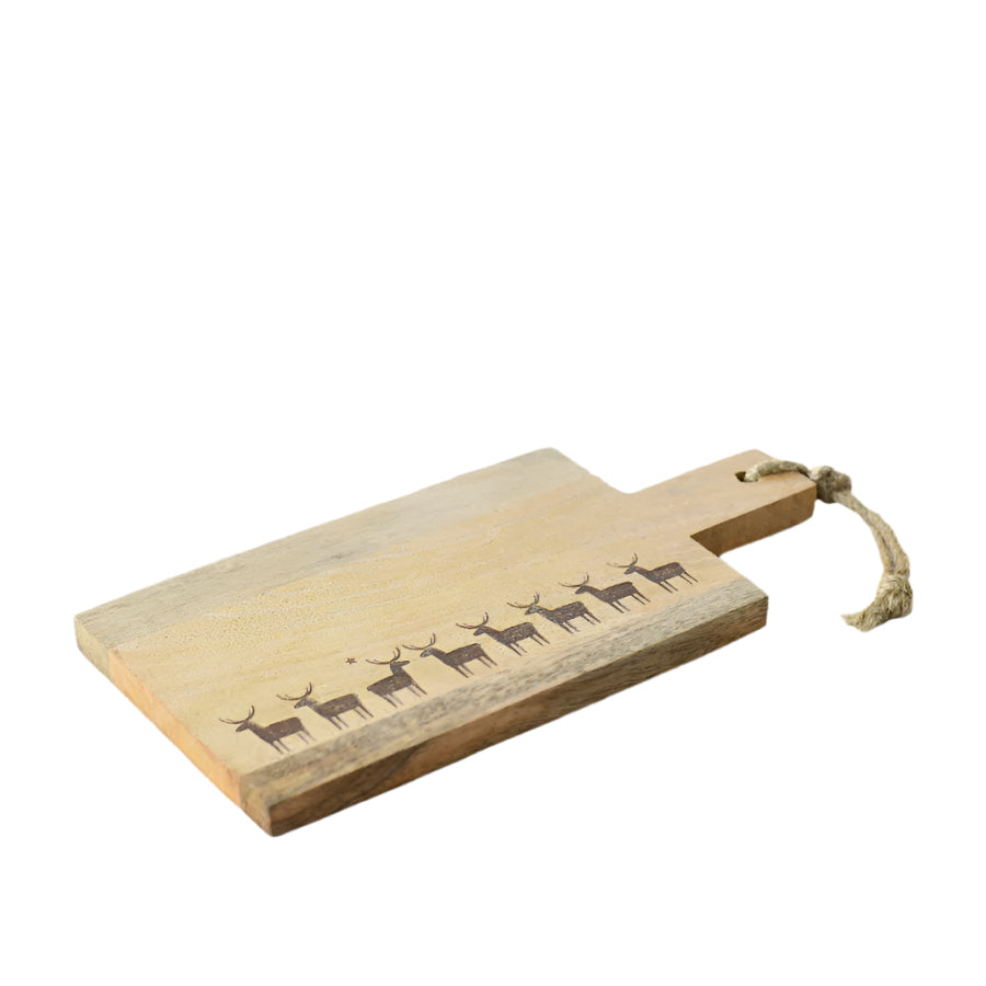 35.5cm Reindeer Chopping Board, Etched Wood Christmas Cutting & Serving Board