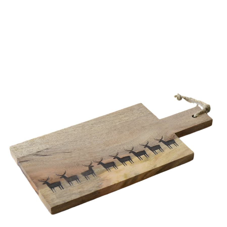 28cm Reindeer Chopping Board, Engraved Wooden Serving or Cutting Board