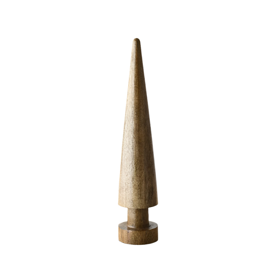 Wooden Cone Tree on Base, 35cm Rustic Holiday Decoration, Natural Festive Ornament