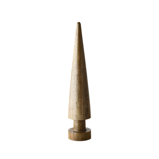 Wooden Cone Tree on Base, 35cm Rustic Holiday Decoration, Natural Festive Ornament