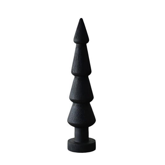 Black Wooden Tree Ornament, 40cm Festive Decor, Modern Matte Finish Display