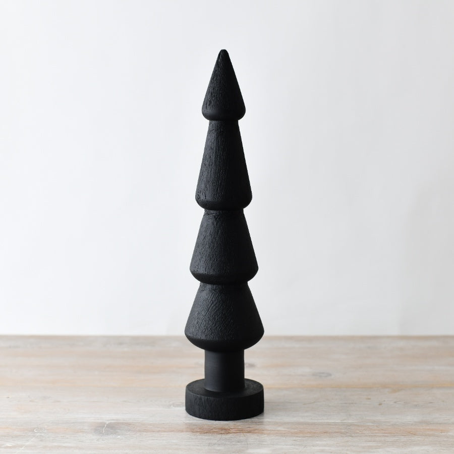 Black Wooden Tree Ornament, 40cm Festive Decor, Modern Matte Finish Display