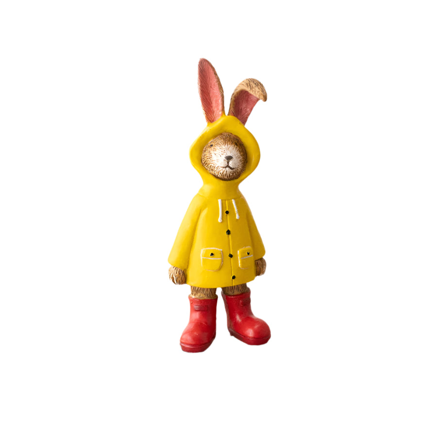 Jasper Rabbit Raincoat 14cm Standing Bunny in Yellow Coat & Wellies, Cute Home Decor