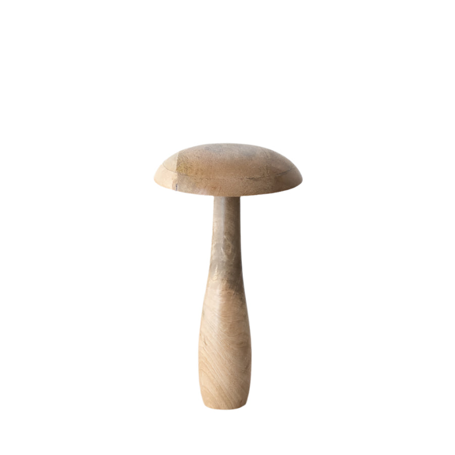 Standing Gold Top Wooden Mushroom, 26cm Rustic Mango Wood Home Ornament