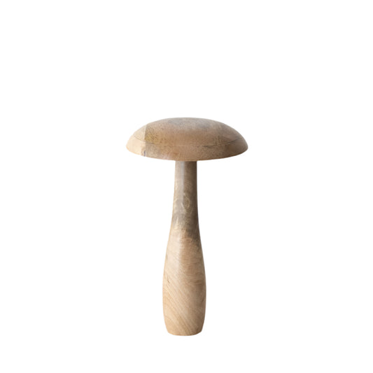 Standing Gold Top Wooden Mushroom, 26cm Rustic Mango Wood Home Ornament