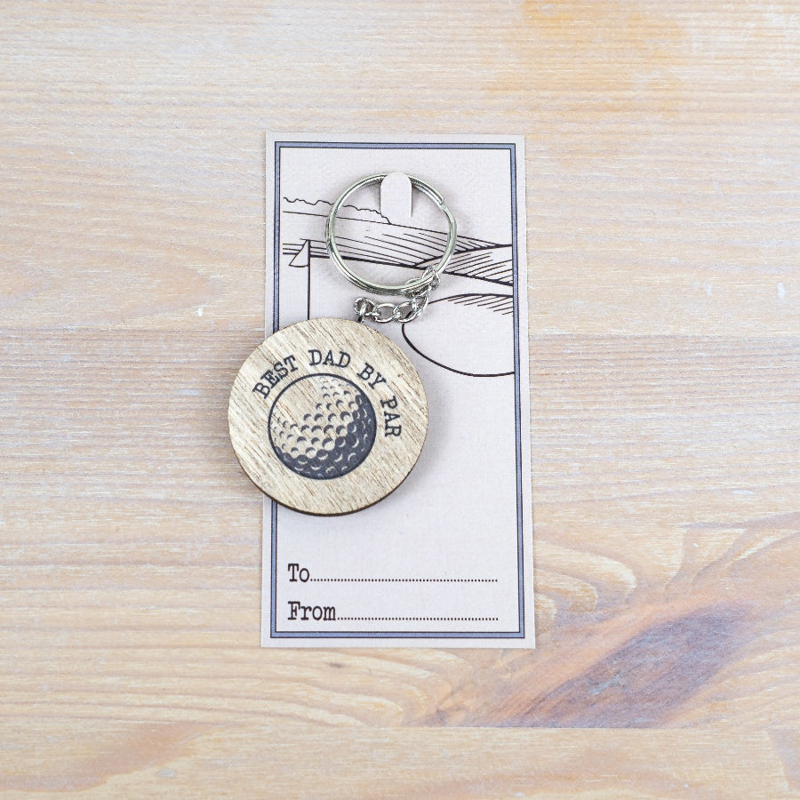 Best Dad By Par Round Key Ring 5cm – Rustic Wooden Golf-Themed Keychain – Ideal Father’s Day Gift for Golf Enthusiasts