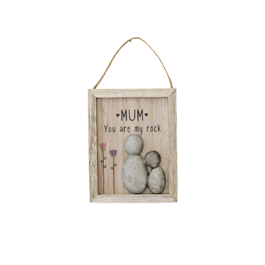 Mum You Are My Rock Plaque, 13.5cm Rustic Hanging Wooden Sign Mothers Gift