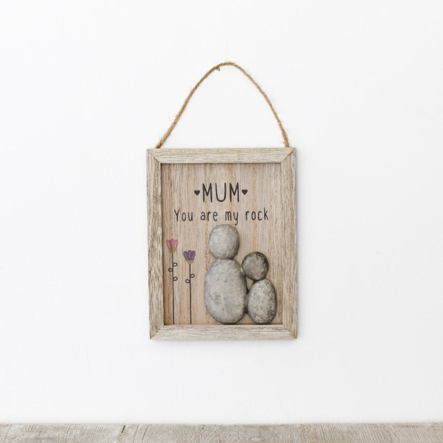 Mum You Are My Rock Plaque, 13.5cm Rustic Hanging Wooden Sign Mothers Gift
