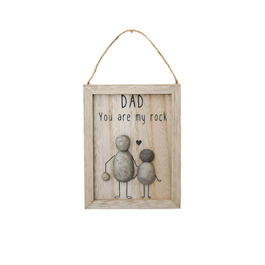 Dad You Are My Rock Hanging Plaque 13.5cm – Rustic Wooden Sign with Heartfelt Message – Ideal Father’s Day Gift
