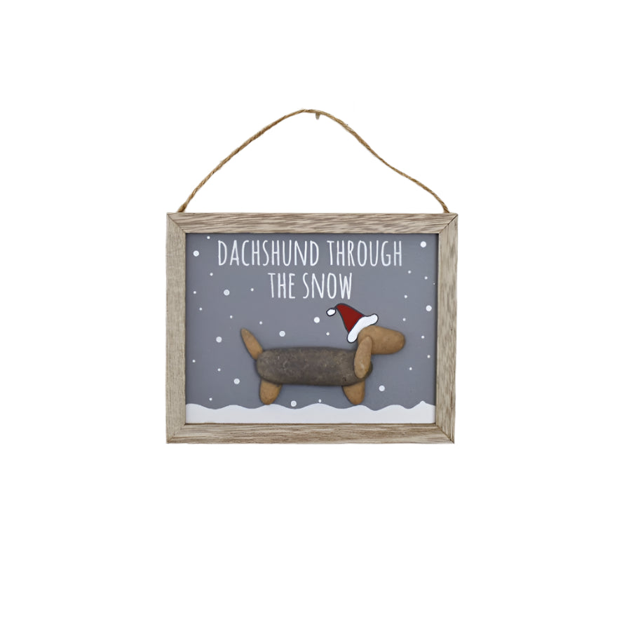 Funny Festive Dog Wall Sign "Dachshund Through the Snow" Plaque 15cm - Hanging Wall Decor