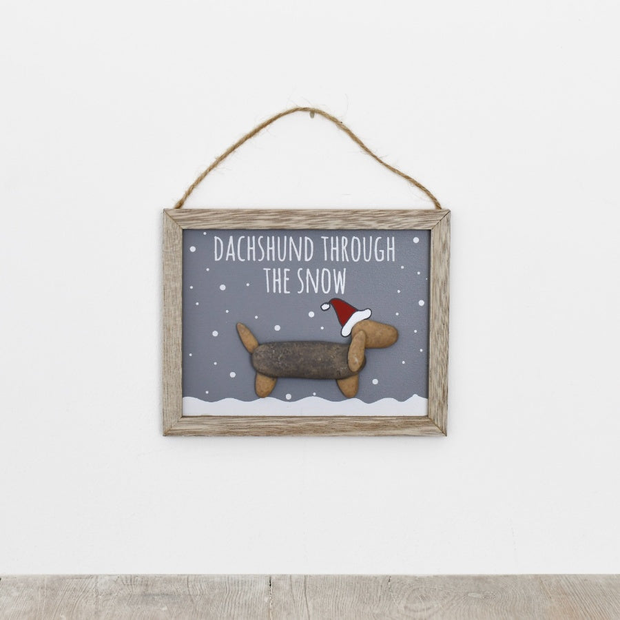 Funny Festive Dog Wall Sign "Dachshund Through the Snow" Plaque 15cm - Hanging Wall Decor