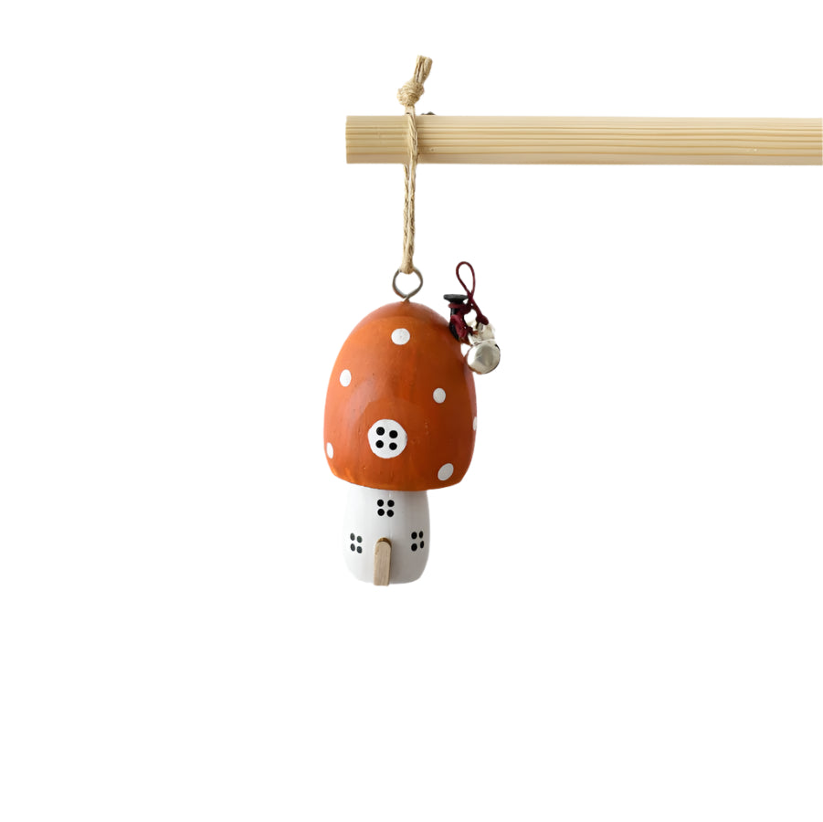 Orange Mushroom House Tree Hanger 8cm, Woodland Christmas Ornament, Rustic Decor