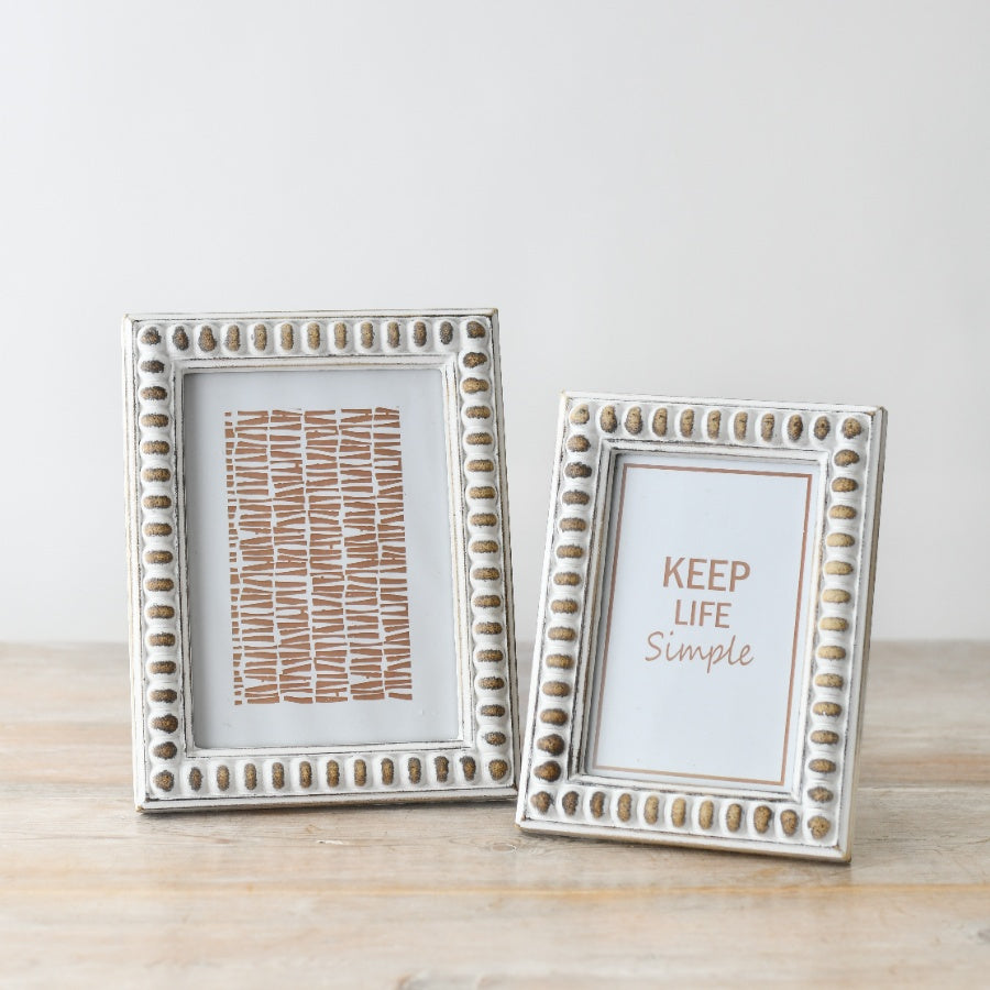 Shabby Chic Photo Frame 22cm, Neutral Mantelpiece Decor, Rustic Memory Display