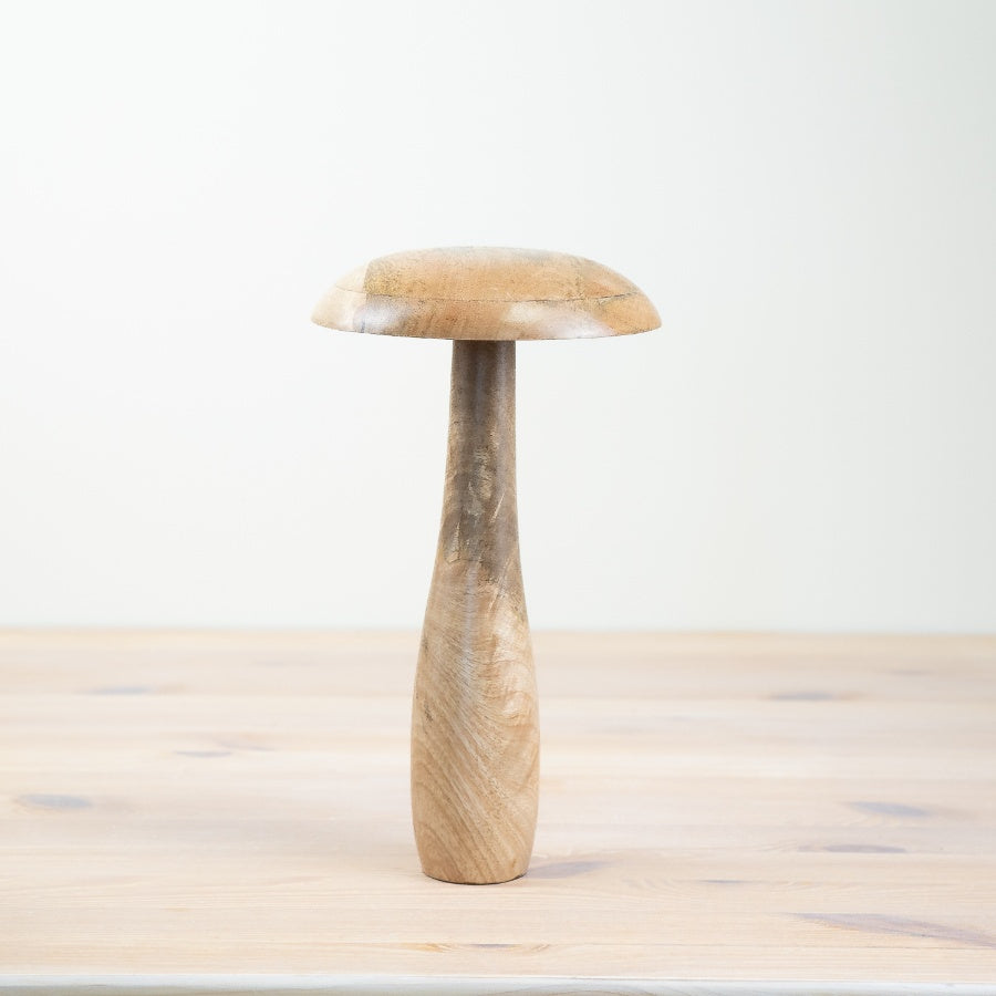 Mango Wood Mushroom 26cm, Rustic Natural Wooden Decor, Handmade Accent