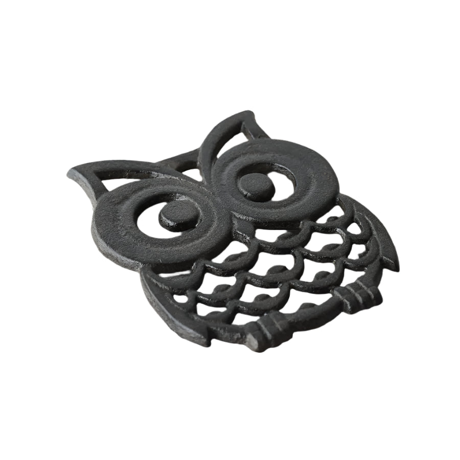 Cast Iron Owl Trivet 20cm, Heat Resistant Metal, Rustic Kitchen Table Protector